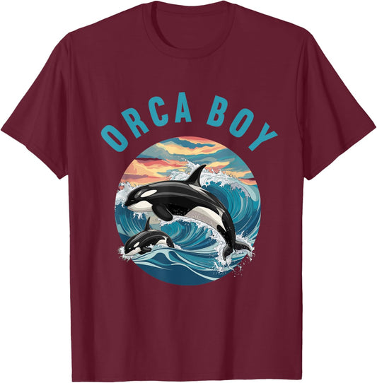 This Is My Orca Boy Birthday T-Shirt - T-Shirt | Maroon