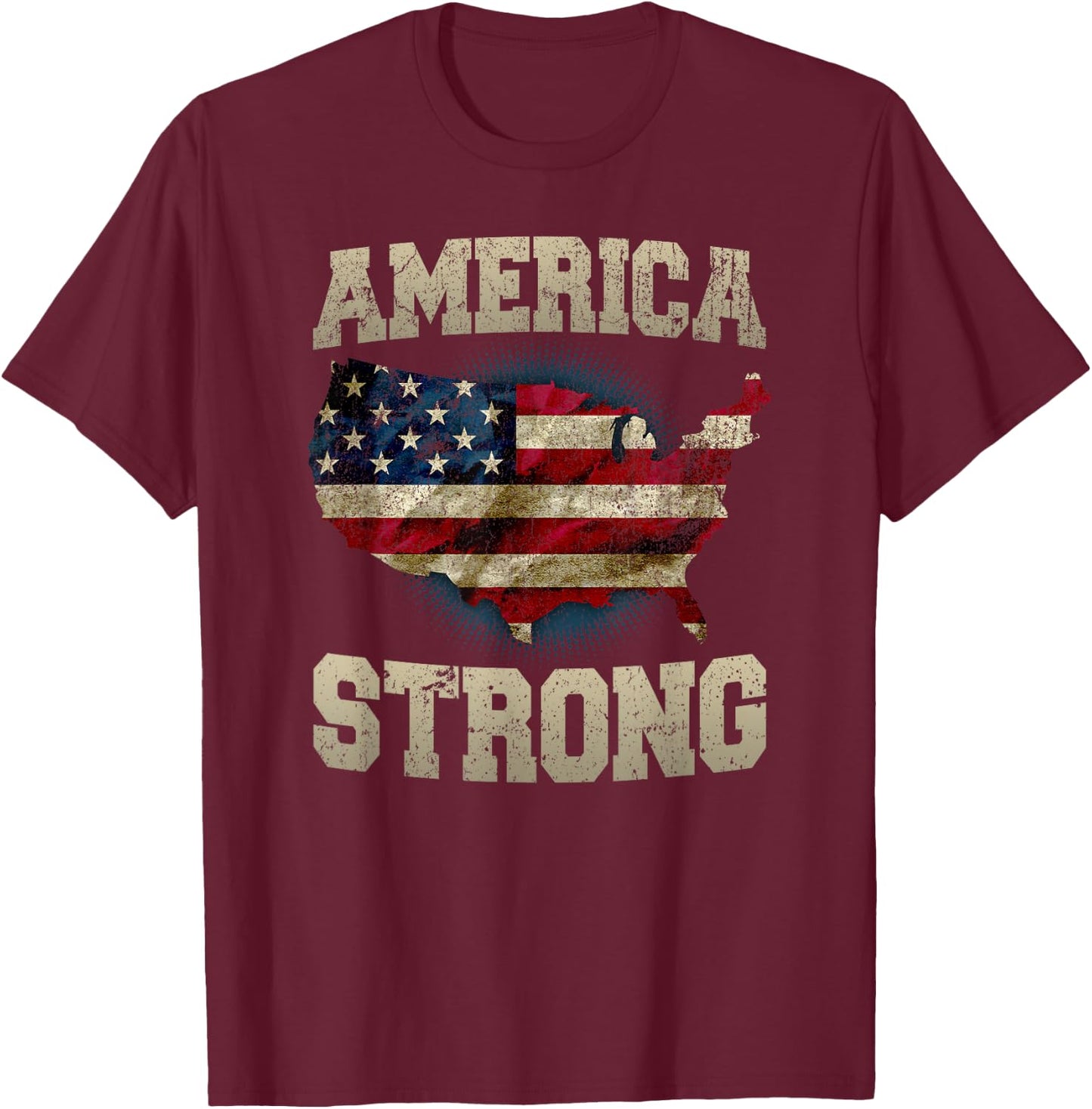 Patriotic America Strong Kids Men T-Shirt - T-Shirt | Maroon