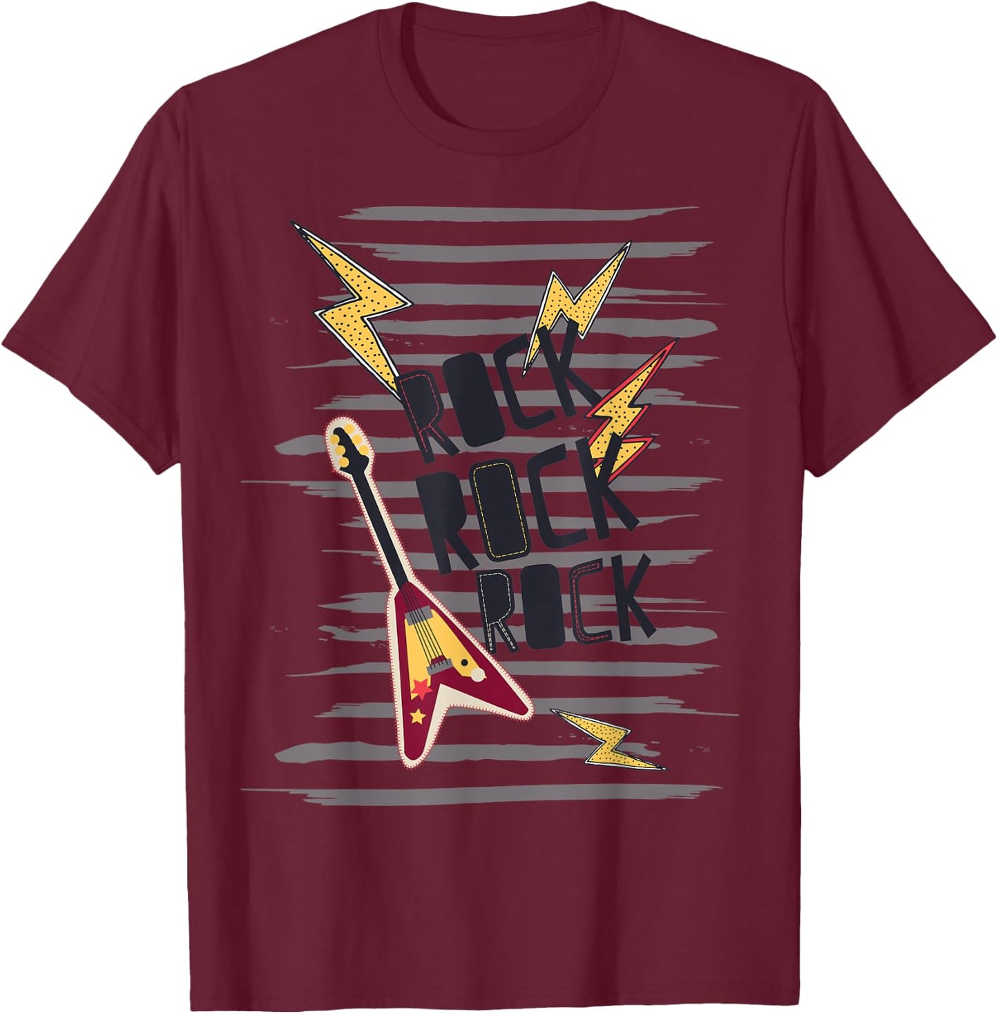 Rock Star Guitar Rock & Roll Retro 80s Birthday Musician Dad T-Shirt - T-Shirt | Maroon