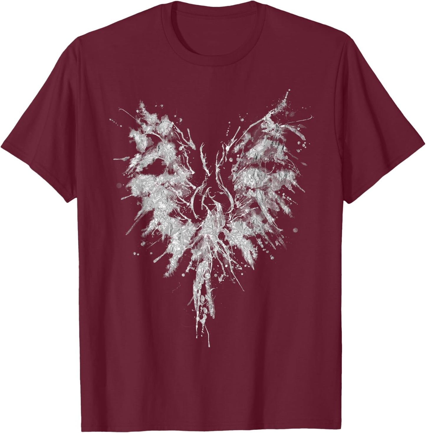 Abstract Watercolor Phoenix Inkblot Bird T-Shirt - T-Shirt | Maroon