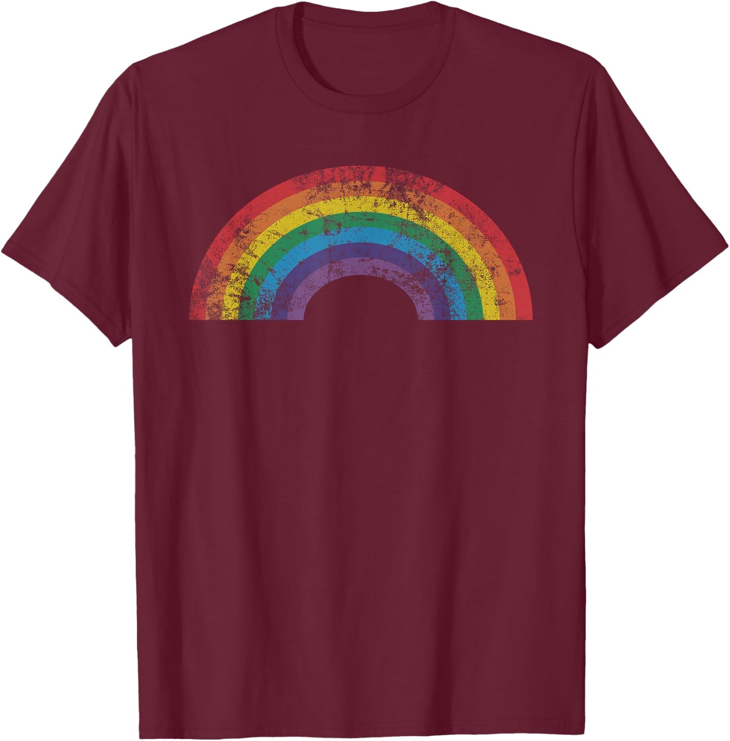 Rainbow Vintage Retro 70's 80's Style Gift Men Women T-Shirt - T-Shirt | Maroon