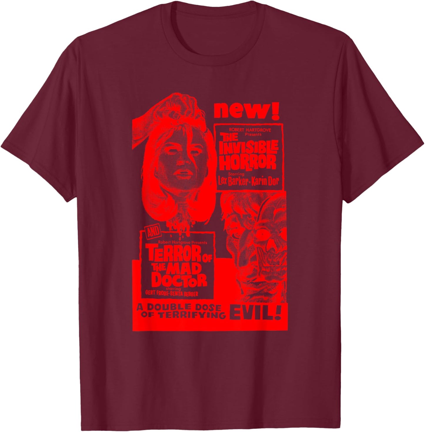 Classic Halloween Monster Poster Horror Movie T-Shirt - T-Shirt | Maroon