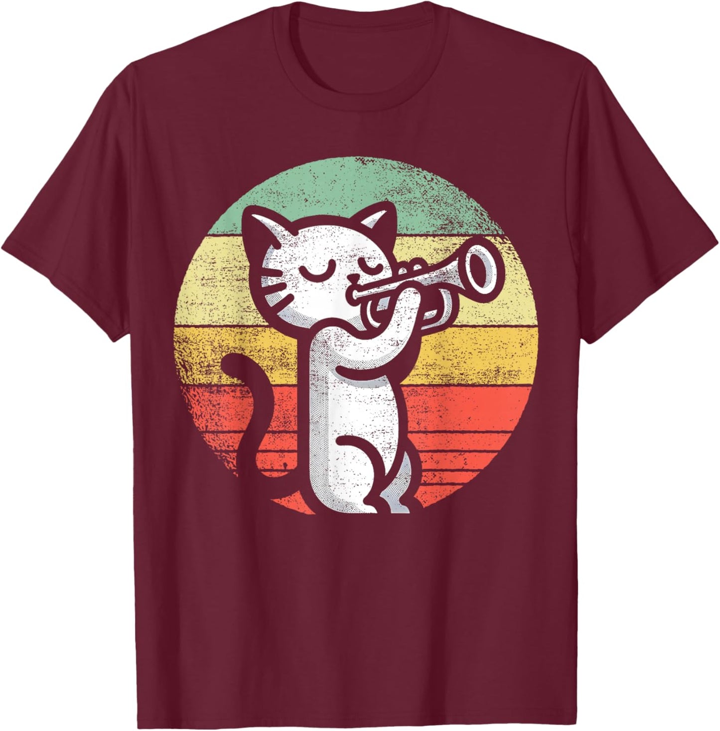 Trumpet Player I Cat Plays Trumpet T-Shirt - T-Shirt | Maroon