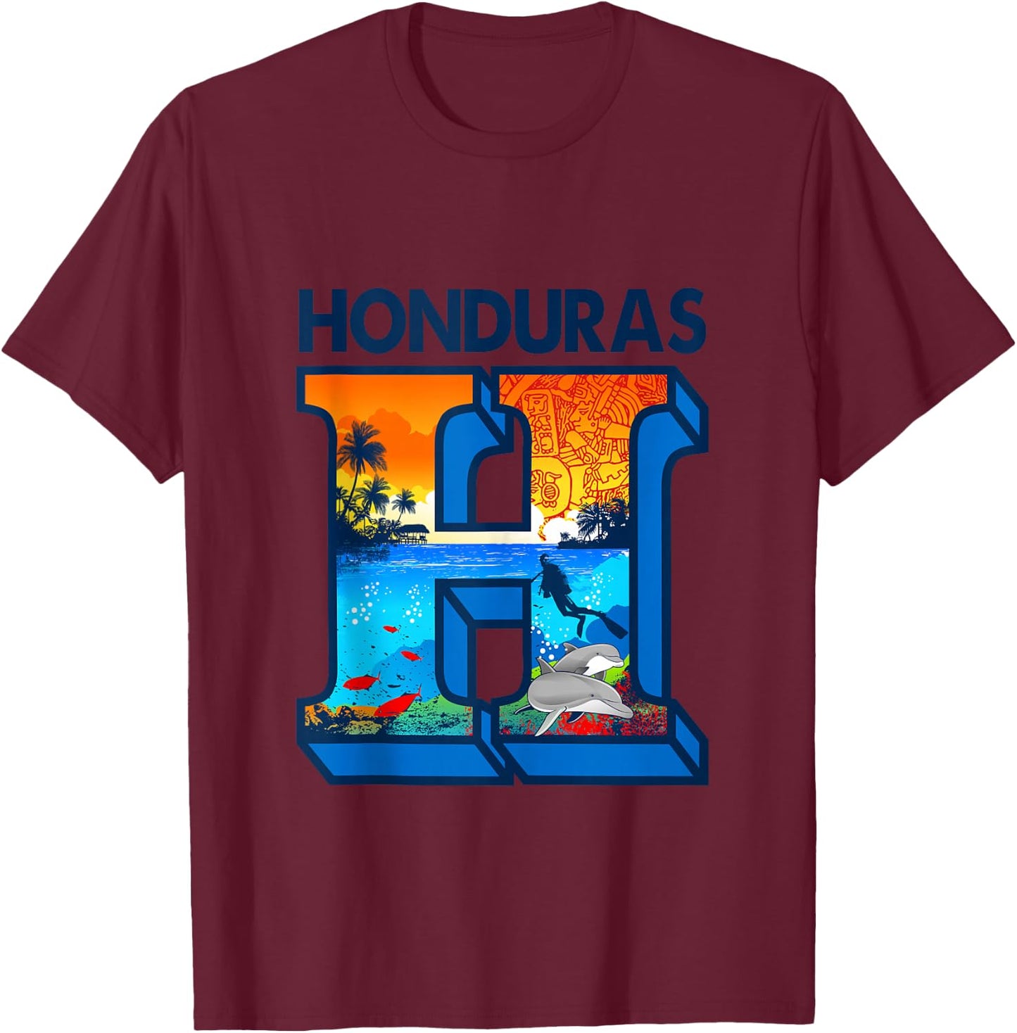 Honduras H T-Shirt - T-Shirt | Maroon