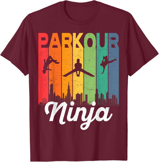 Parkour Ninja - Parcour Urban Traceurs Fun Acrobatics Jumps T-Shirt - T-Shirt | Maroon