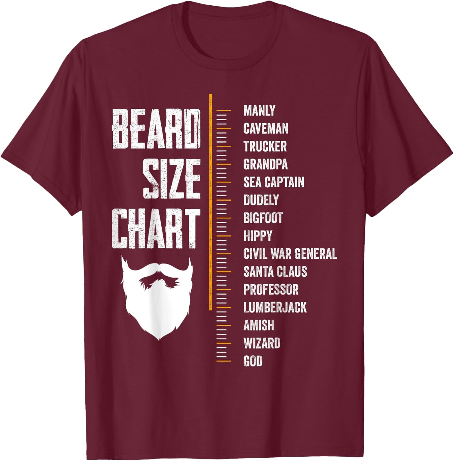 Beard Measurement Chart Beard Length Funny Growth Chart T-Shirt - T-Shirt | Maroon