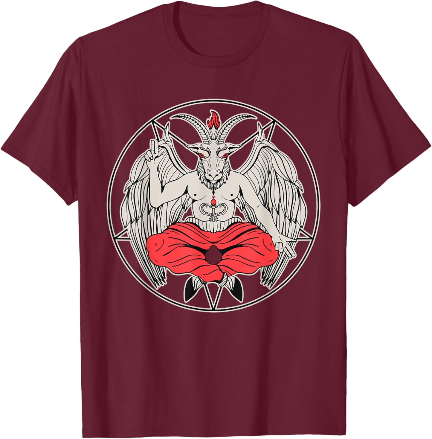 Baphomet Satanic T-Shirt - T-Shirt | Maroon
