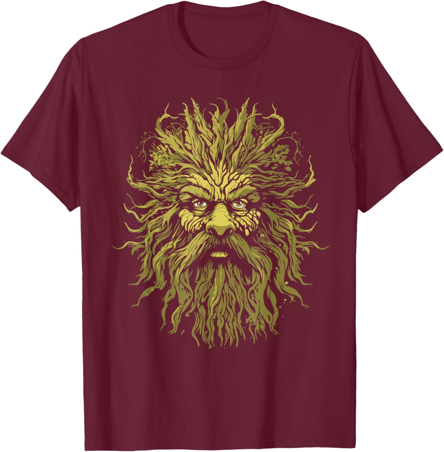 Sasquatch Nature Tree Beard Man T-Shirt - T-Shirt | Maroon