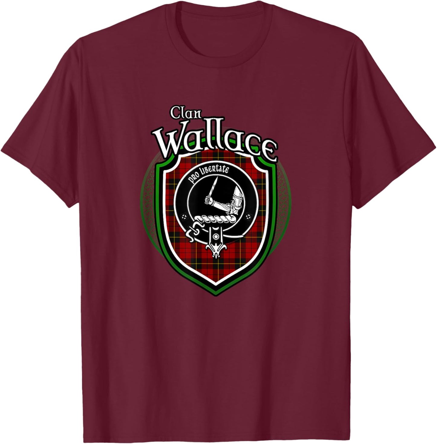 Wallace Clan Wappen | Schottischer Clan Wallace Familienabzeichen T-Shirt - T-Shirt | Maroon