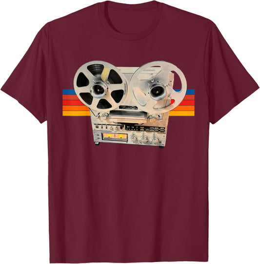 Vintage Reel to Reel Tape Player, Audiophile, Tape T-Shirt - T-Shirt | Maroon