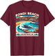 Borough & Bridge Bondi Beach Australia Classic Wave Graphic T-Shirt - T-Shirt | Maroon