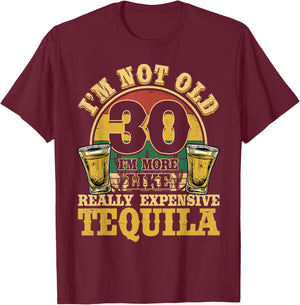 30 Years Old Tequila Mexican 30th Birthday Tequila Drinker T-Shirt - T-Shirt | Maroon