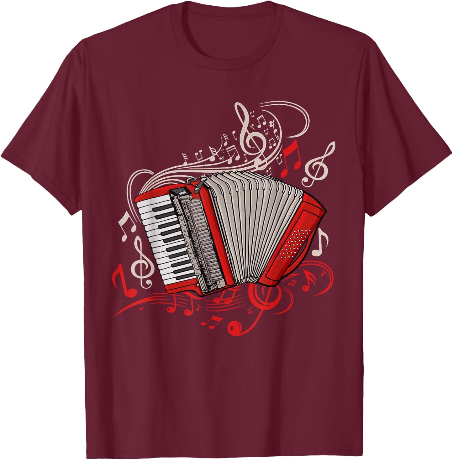 Accordion Player Men Folk Music Lover Accordion T-Shirt - T-Shirt | Maroon