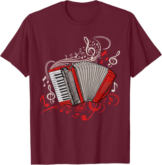 Accordion Player Men Folk Music Lover Accordion T-Shirt - T-Shirt | Maroon