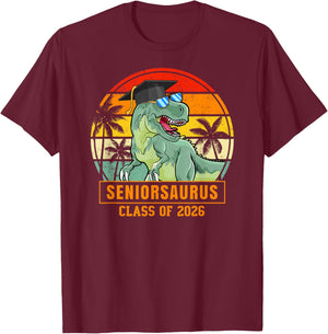 Class of 2026 Senior T Rex Funny Seniorsaurus Seniors 2026 T-Shirt - T-Shirt | Maroon