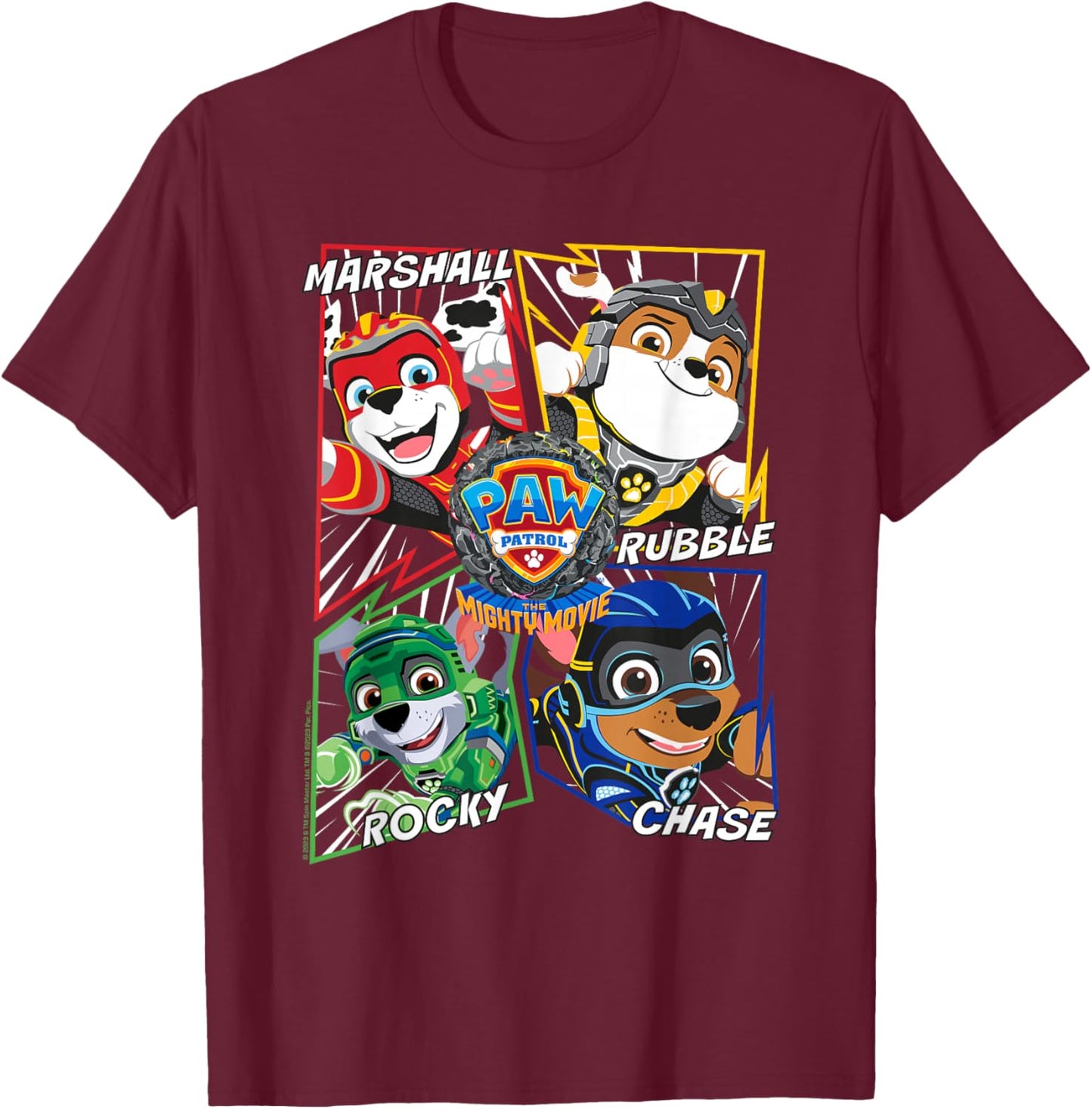 PAW Patrol: The Mighty Movie Comic Action T-Shirt - T-Shirt | Maroon
