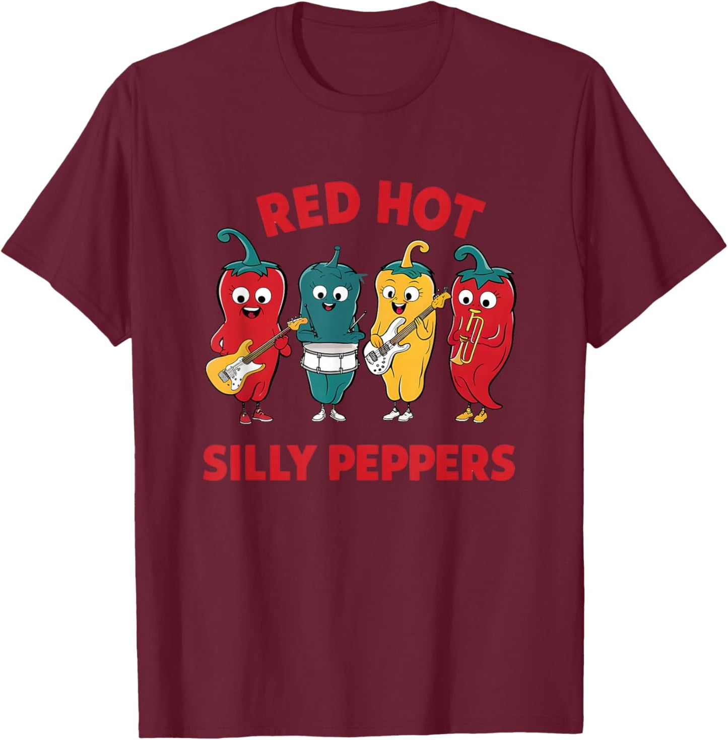 Red Hot Silly Peppers T-Shirt - T-Shirt | Maroon