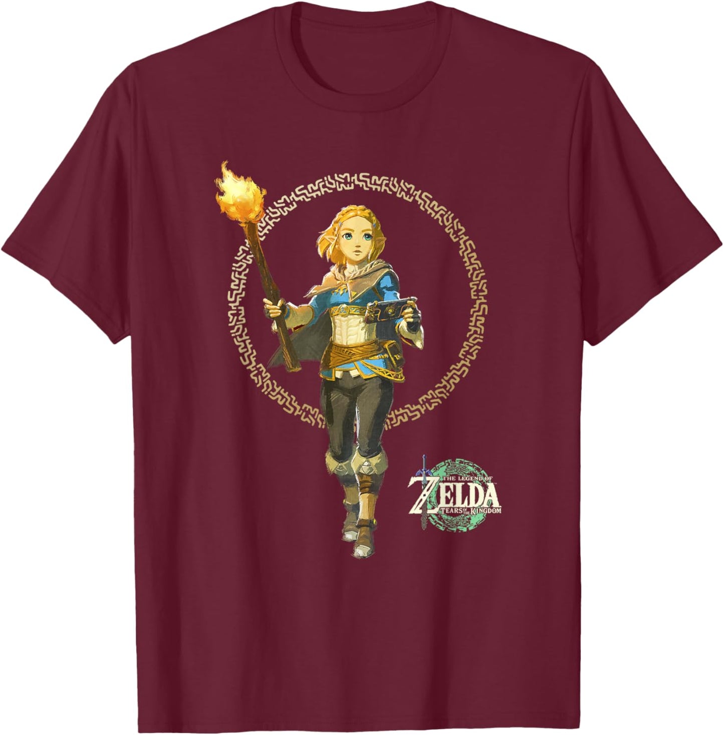The Legend of Zelda Tears Of The Kingdom Zelda Runes Circle T-Shirt - T-Shirt | Maroon