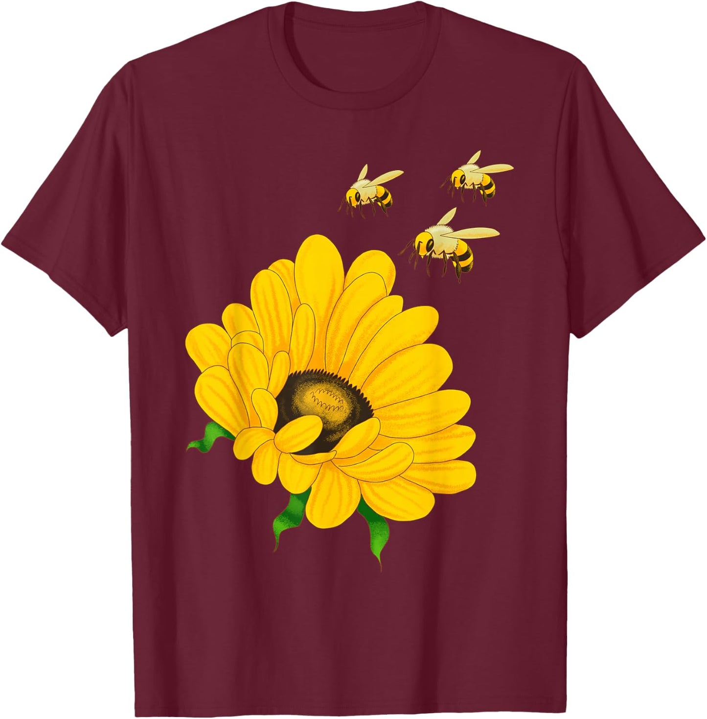 Sunflower Bees Retro Nature Summer Flower Beekeepers Gift T-Shirt - T-Shirt | Maroon