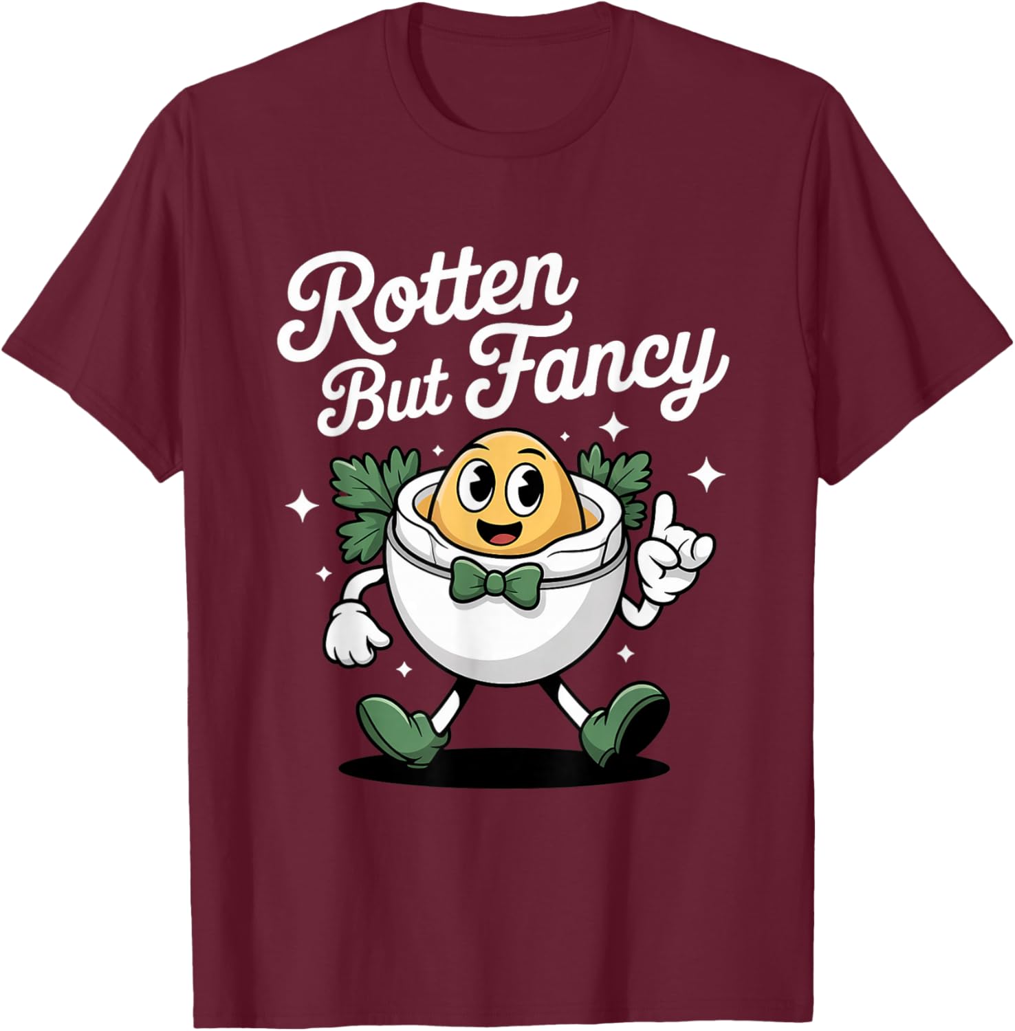 Rotten But Fancy Deviled Egg Mascot T-Shirt - T-Shirt | Maroon