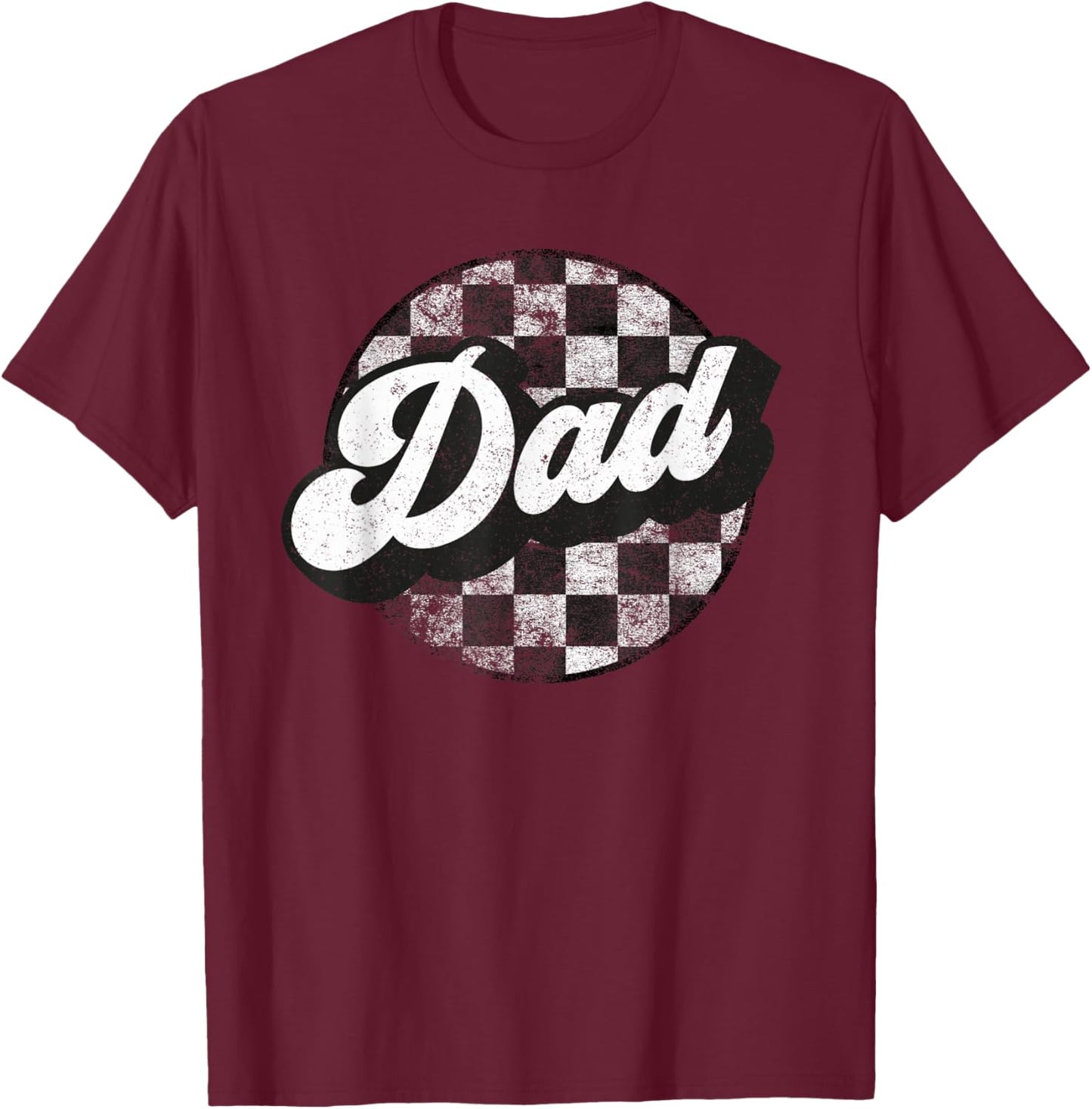 Funny Retro Checkered Dad Race Vintage Matching Family T-Shirt - T-Shirt | Maroon