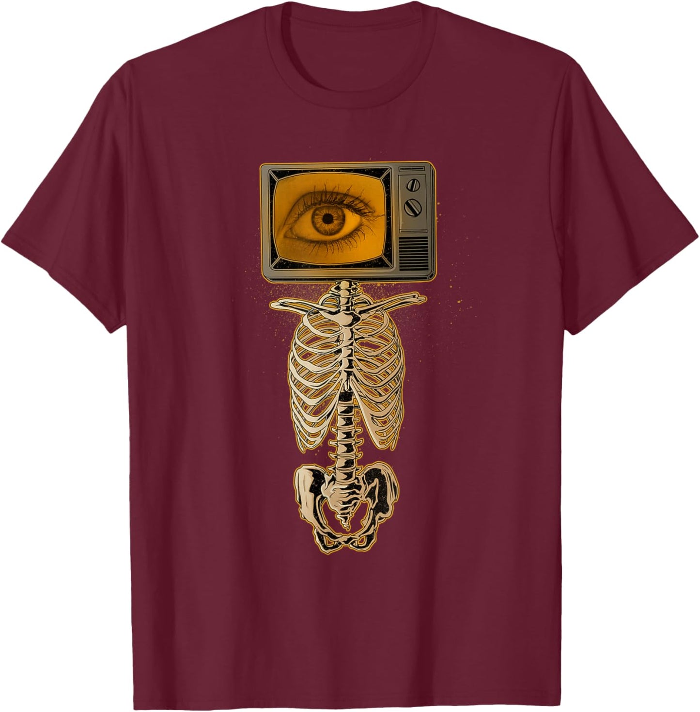Weirdcore Skeleton TV Head Cosplay X-ray Radiology Tech T-Shirt - T-Shirt | Maroon