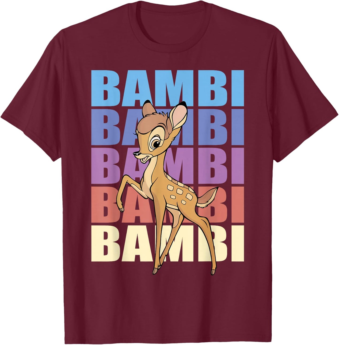 Disney Bambi Name Stack Portrait T-Shirt - T-Shirt | Maroon