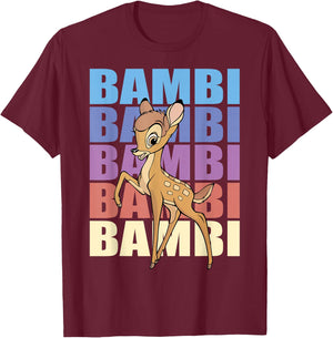 Disney Bambi Name Stack Portrait T-Shirt - T-Shirt | Maroon