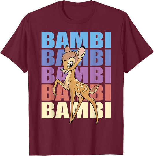 Disney Bambi Name Stack Portrait T-Shirt - T-Shirt | Maroon