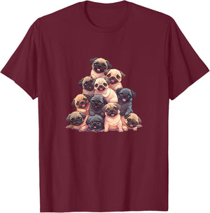Cute Kawaii Pug Boys Girls Kids T-Shirt - T-Shirt | Maroon