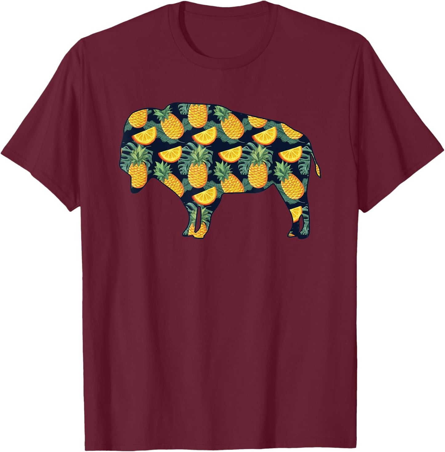 Pineapple Hawaiian Buffalo Women Men Print Tamaraw Girl Gift T-Shirt - T-Shirt | Maroon