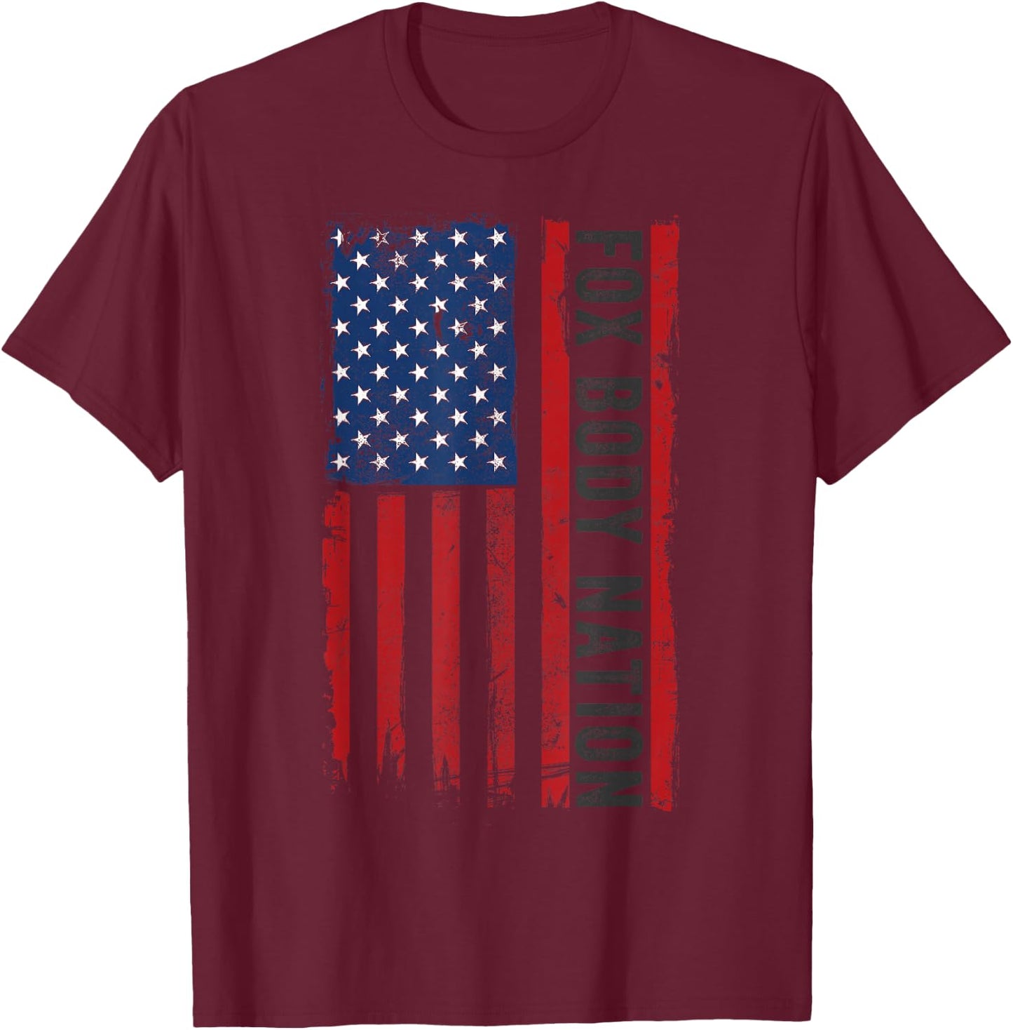 Vintage Foxbody American Flag Stang Muscle Car Gift T-Shirt - T-Shirt | Maroon