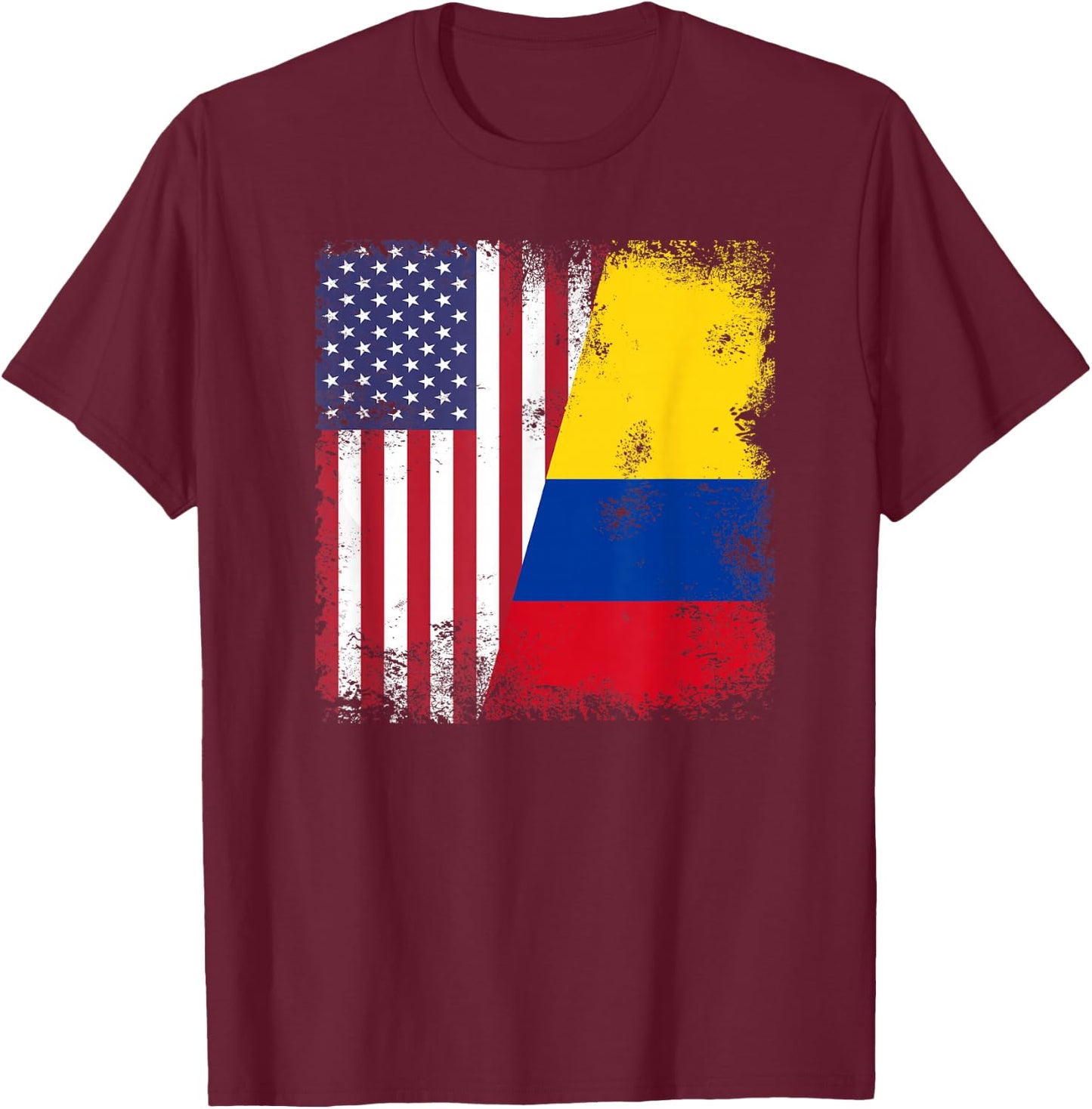 Half Colombian Flag | Vintage Colomobia USA Gift T-Shirt - T-Shirt | Maroon