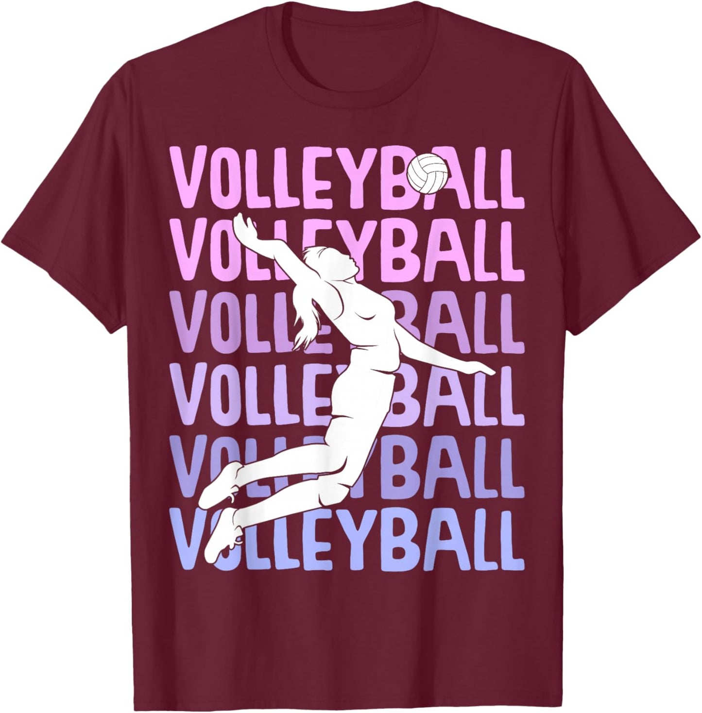 Volleyball Girls Kids Women T-Shirt - T-Shirt | Maroon