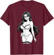 Sexy Waifu Otaku Anime Girl Japanese in Black and White Art T-Shirt - T-Shirt | Maroon