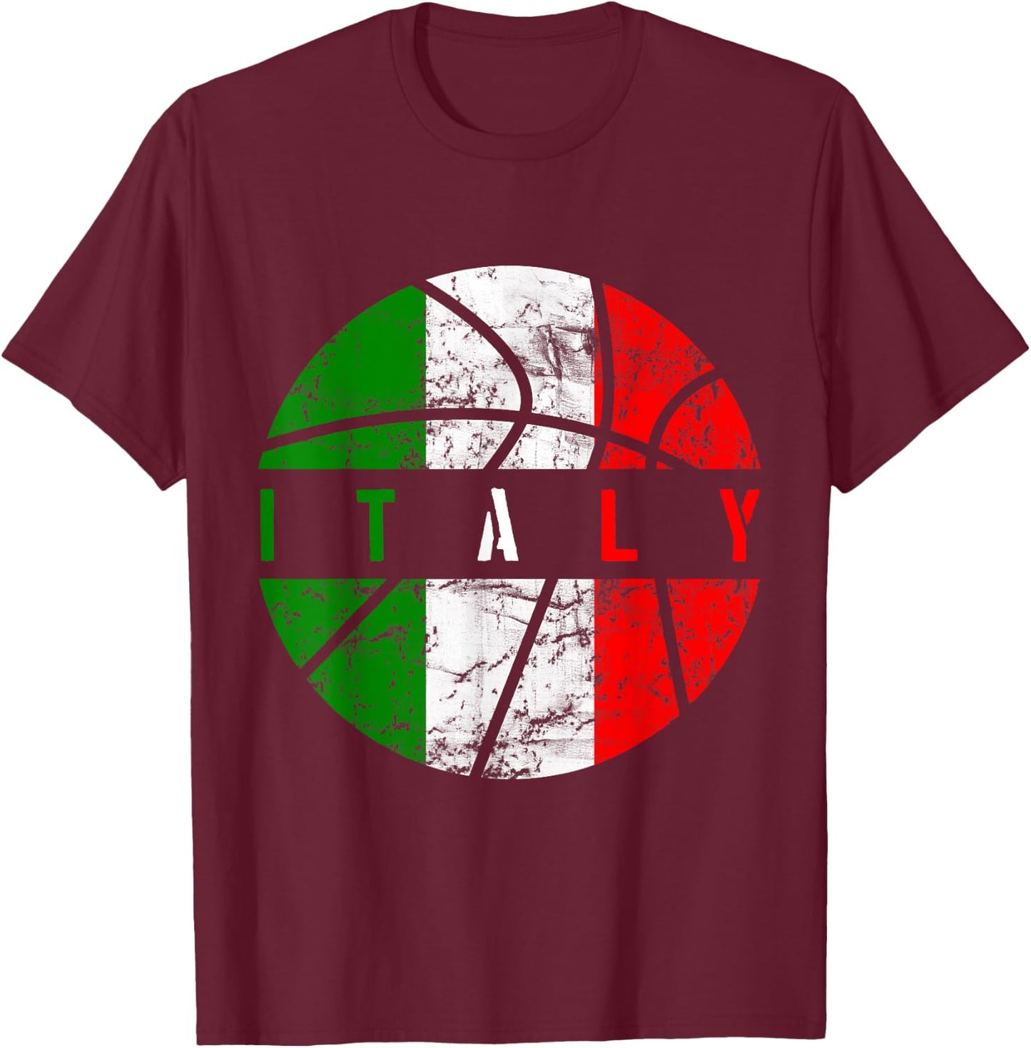 Italy Flag Basketball Italian Team Fan Lover T-Shirt - T-Shirt | Maroon