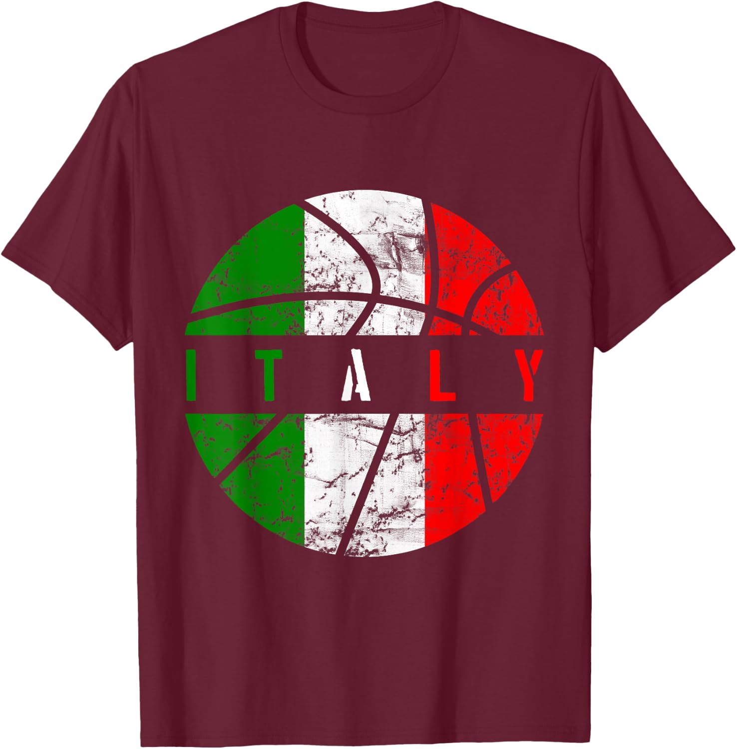 Italy Flag Basketball Italian Team Fan Lover T-Shirt - T-Shirt | Maroon