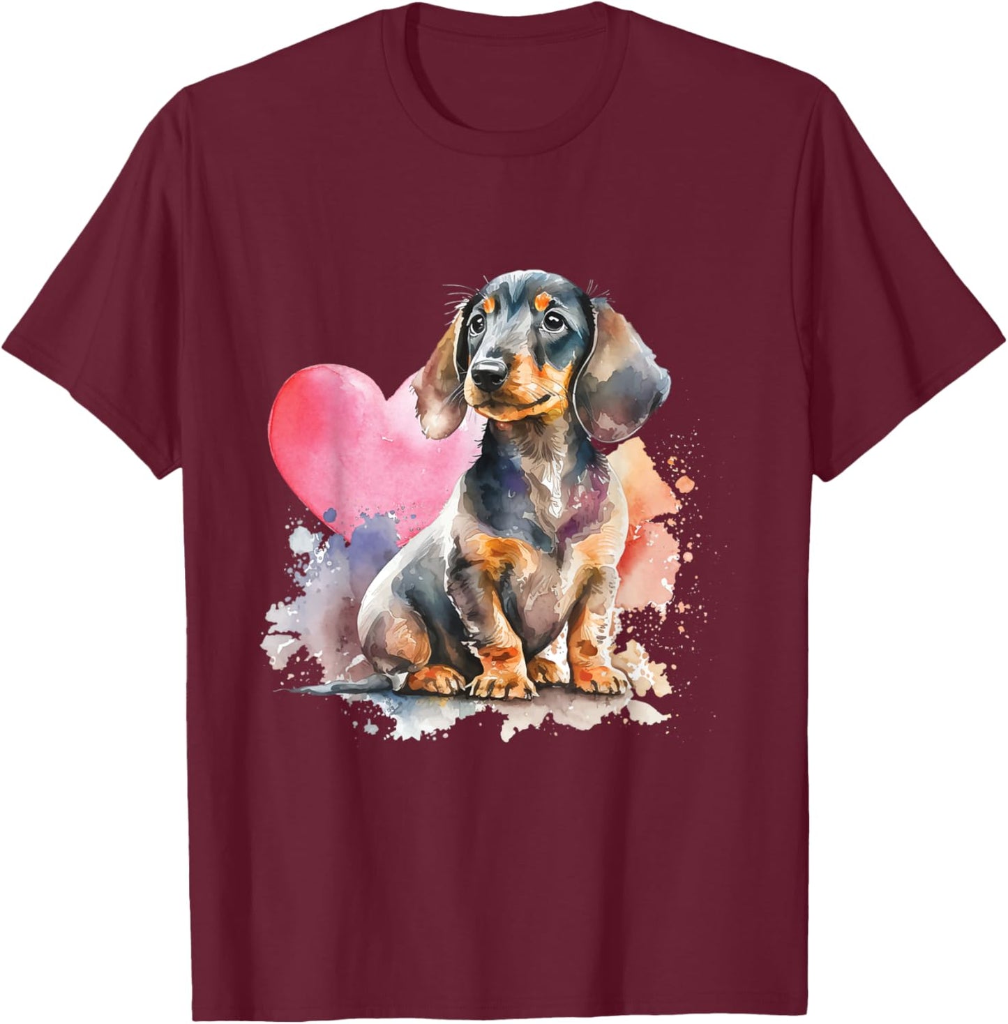 Dachshund Heart - Dog Trainer Pet Owner Breeder Animal Lover T-Shirt - T-Shirt | Maroon