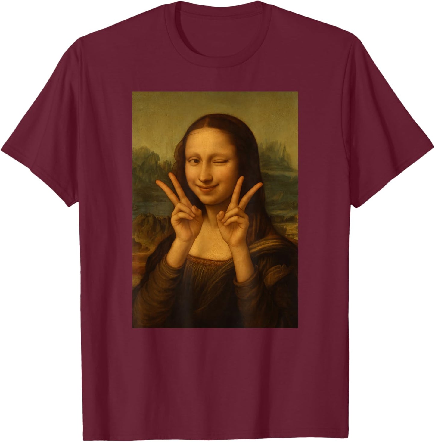 Cute Monalisa Painting Kpop Kdrama Men Women Kids T-Shirt - T-Shirt | Maroon