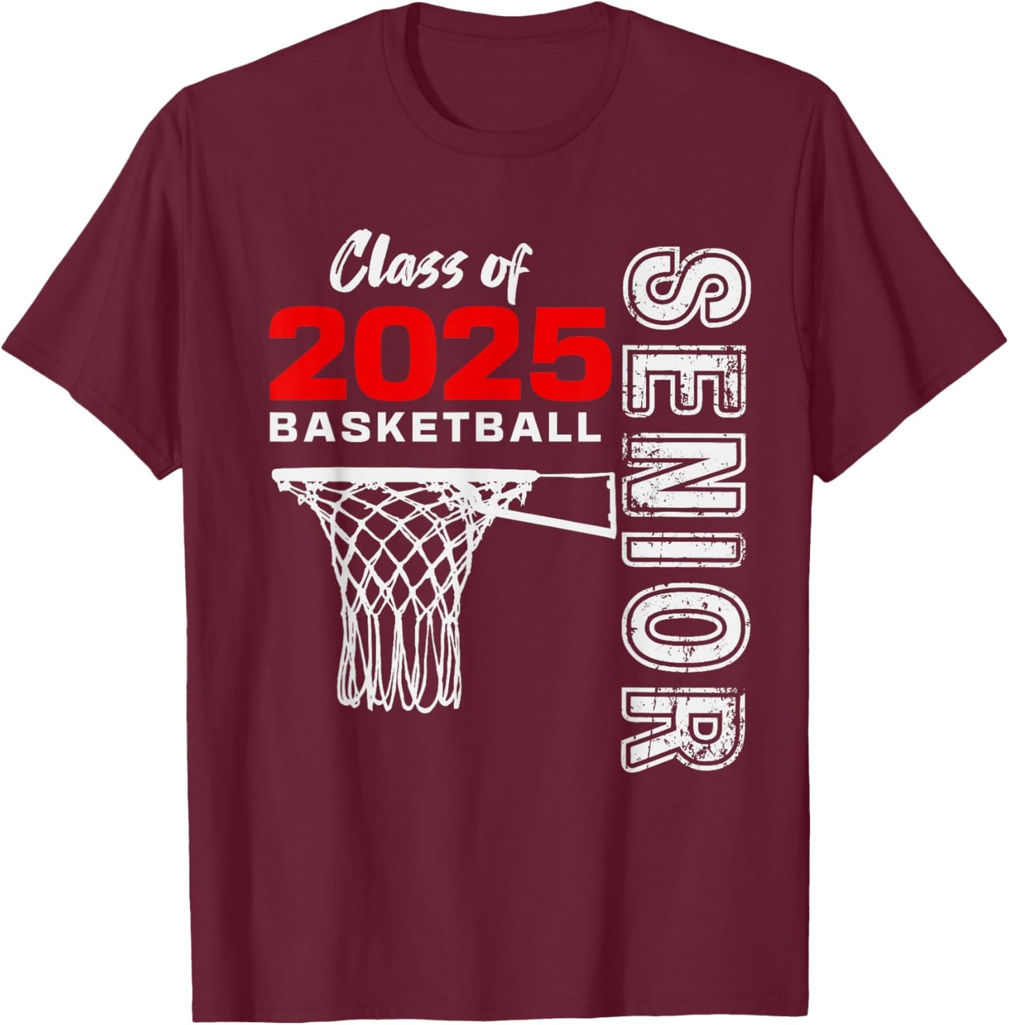 Basketball Senior Matching Class of 2025 Senior Basketball T-Shirt - T-Shirt | Maroon