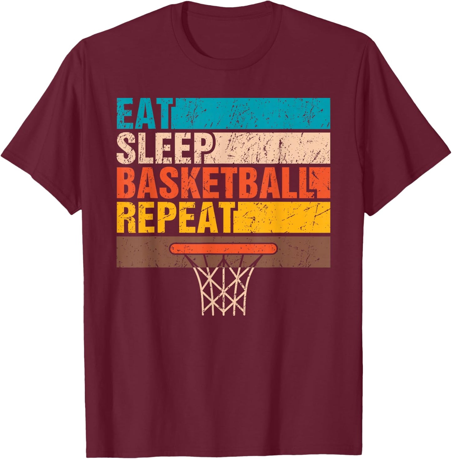 Eat. Sleep. Basketball. Repeat. Basketball Youths Teen Bball T-Shirt - T-Shirt | Maroon