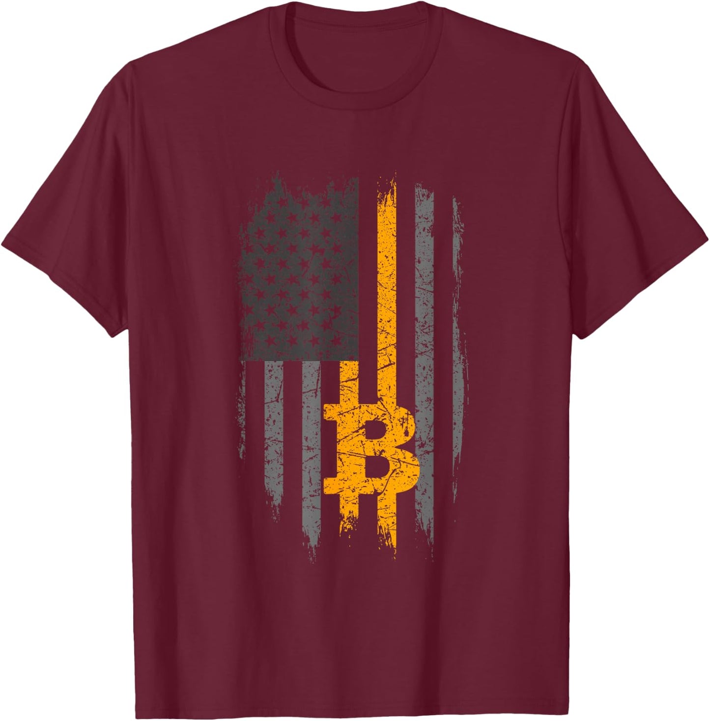 BTC Bitcoin American Flag Crypto Revolution Buy The Dip Small T-Shirt - T-Shirt | Maroon