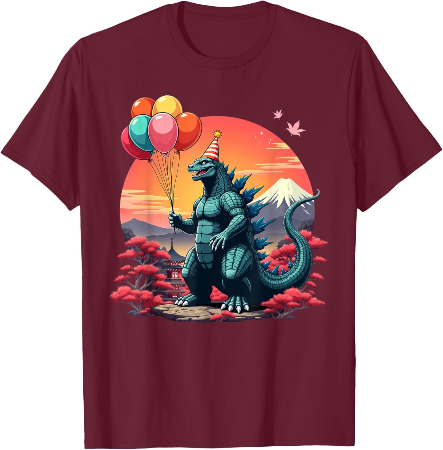 Kaiju Birthday Party Japan Monster Movie Bday Decorations T-Shirt - T-Shirt | Maroon