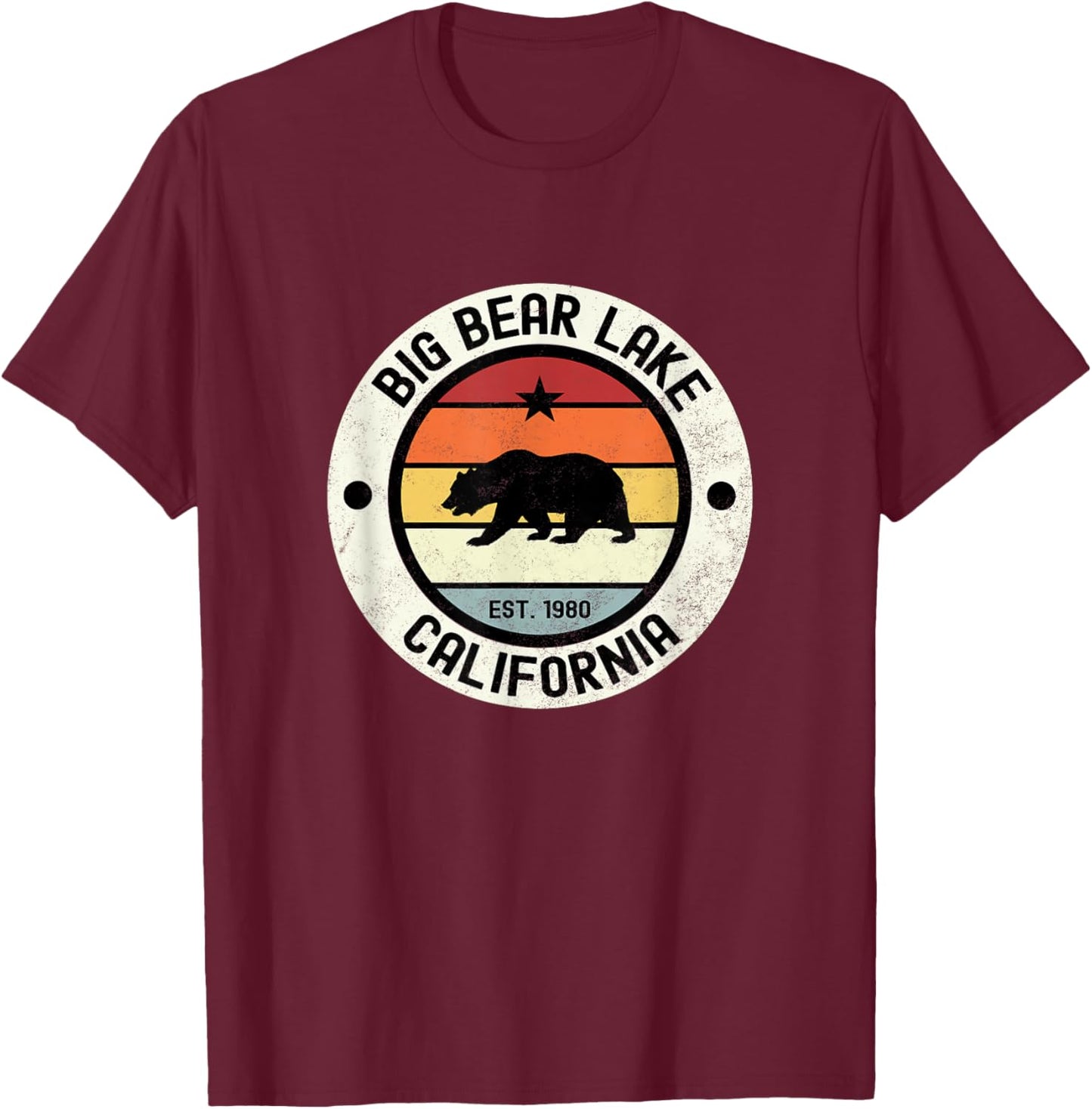 Big Bear Lake California CA Vintage T-Shirt - T-Shirt | Maroon