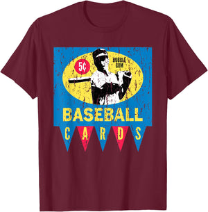 Retro 50s Baseball Card Wrapper T-Shirt - T-Shirt | Maroon