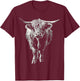 Highland Cow Drawing Art Farm Animal Graphic Highland Cow T-Shirt - T-Shirt | Maroon