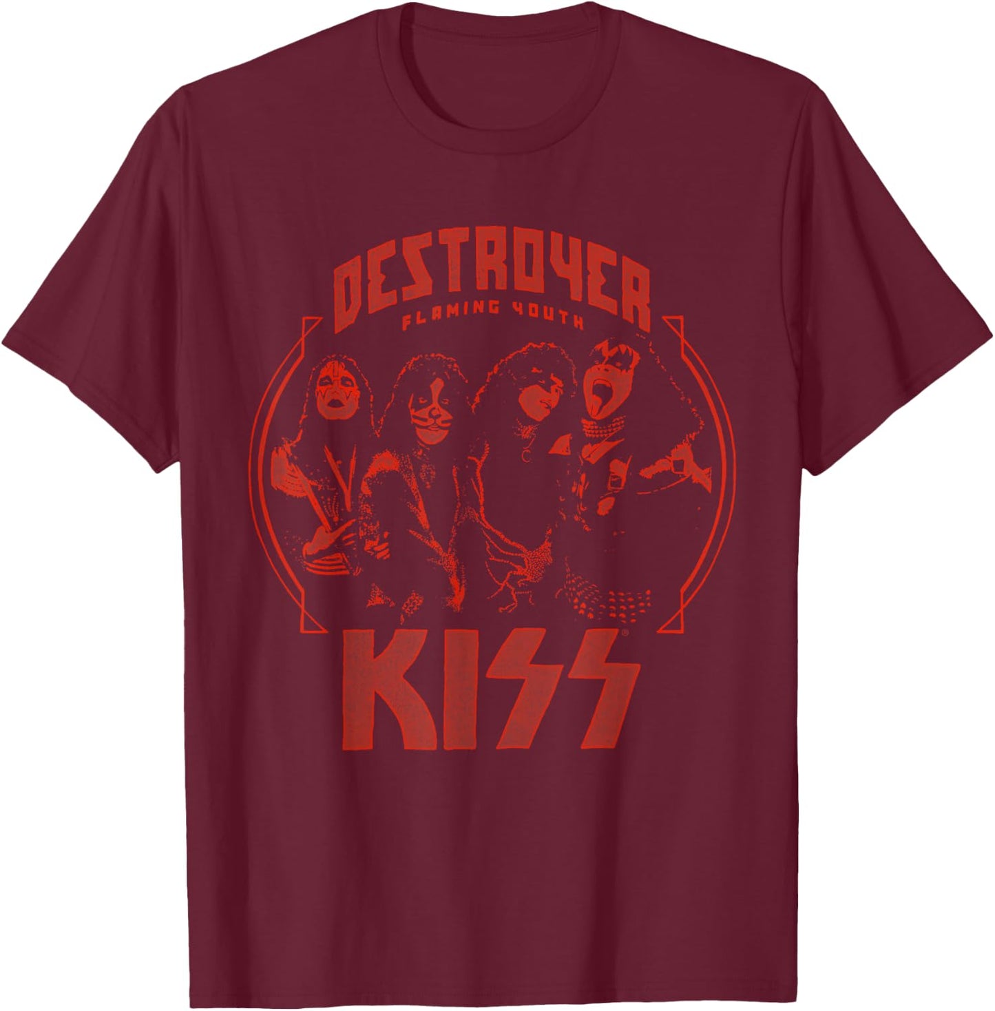 KISS - Flaming Youth T-Shirt - T-Shirt | Maroon