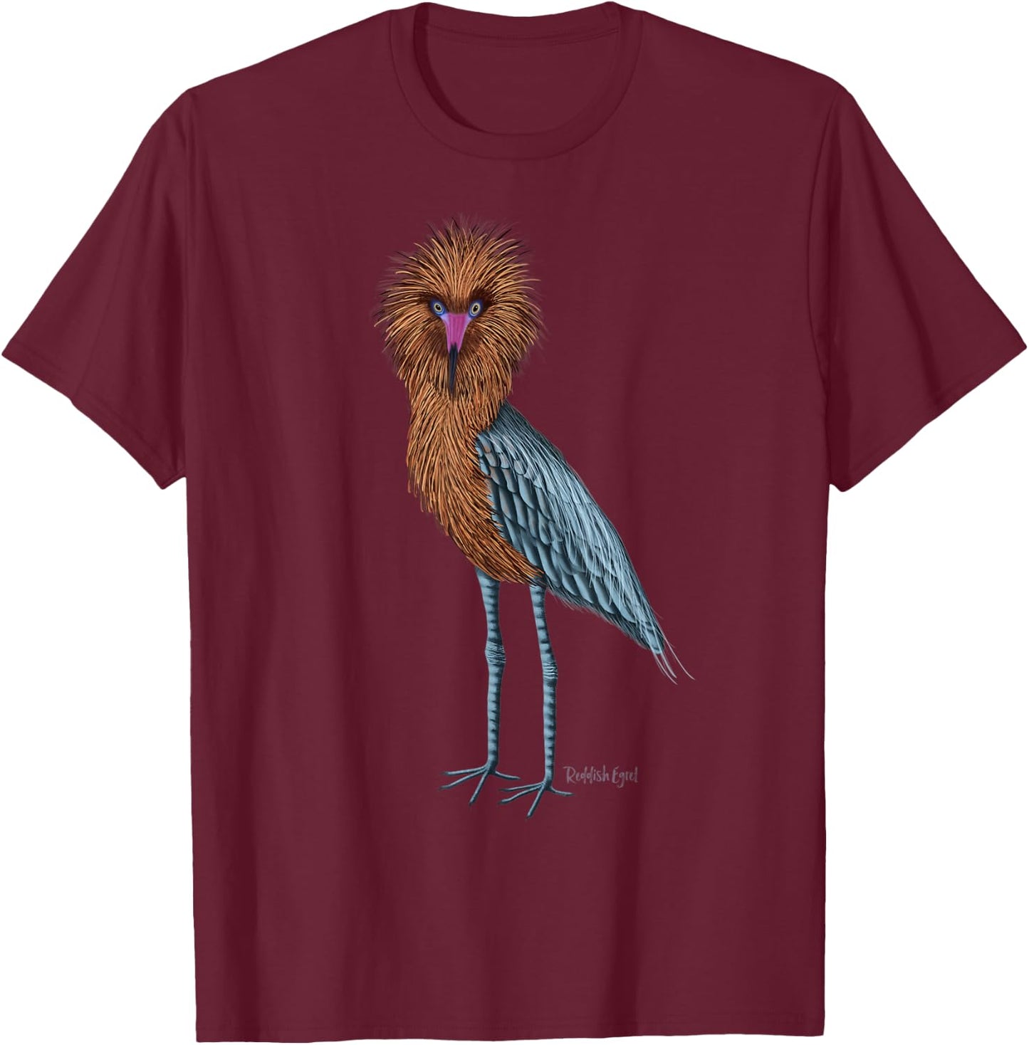 Reddish Egret Heron Art Birder Shirt Wildlife Bird Watching T-Shirt - T-Shirt | Maroon