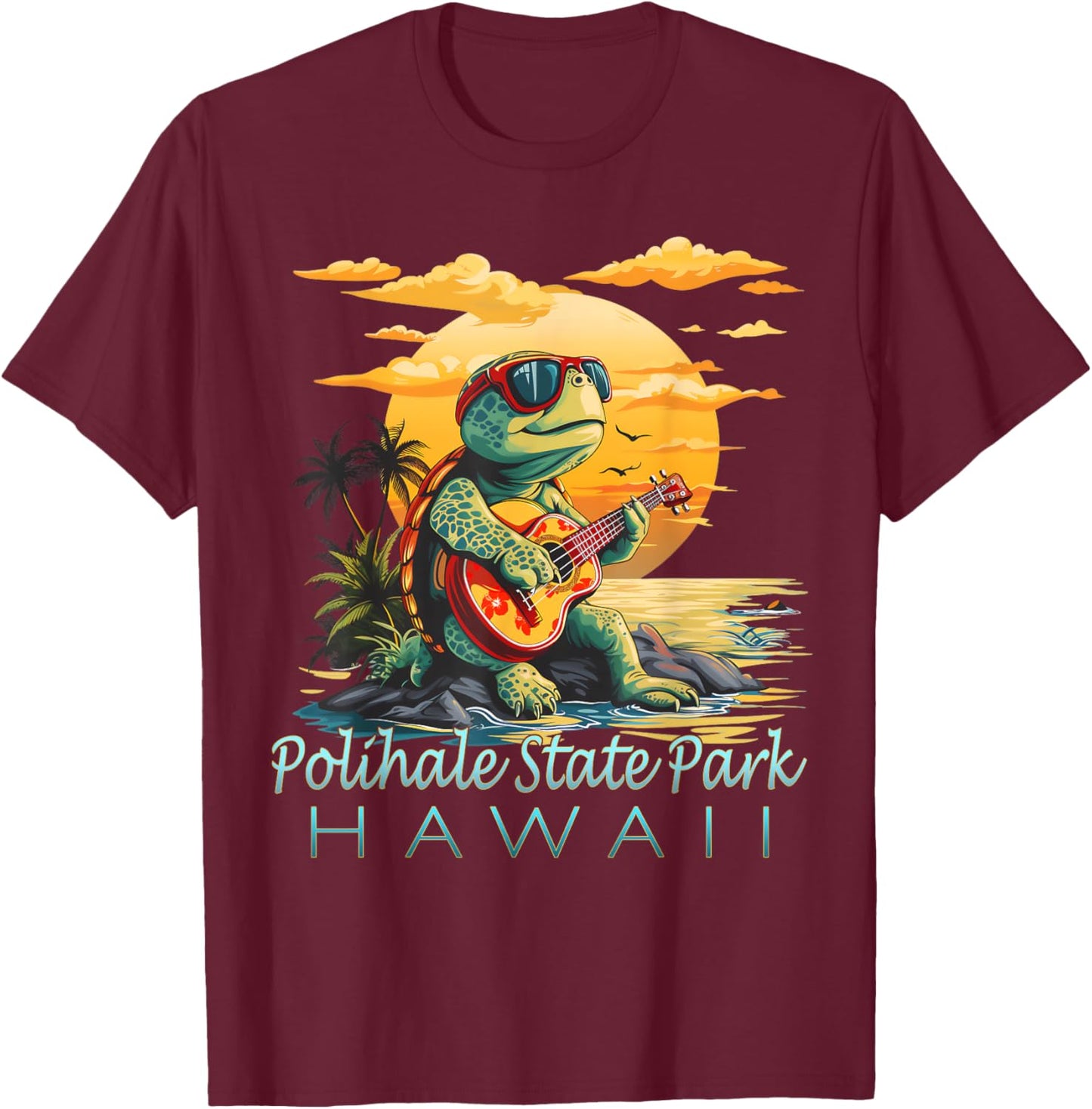 Cute Tropical Polihale State Park Hawaii Sea Turtle Souvenir T-Shirt - T-Shirt | Maroon