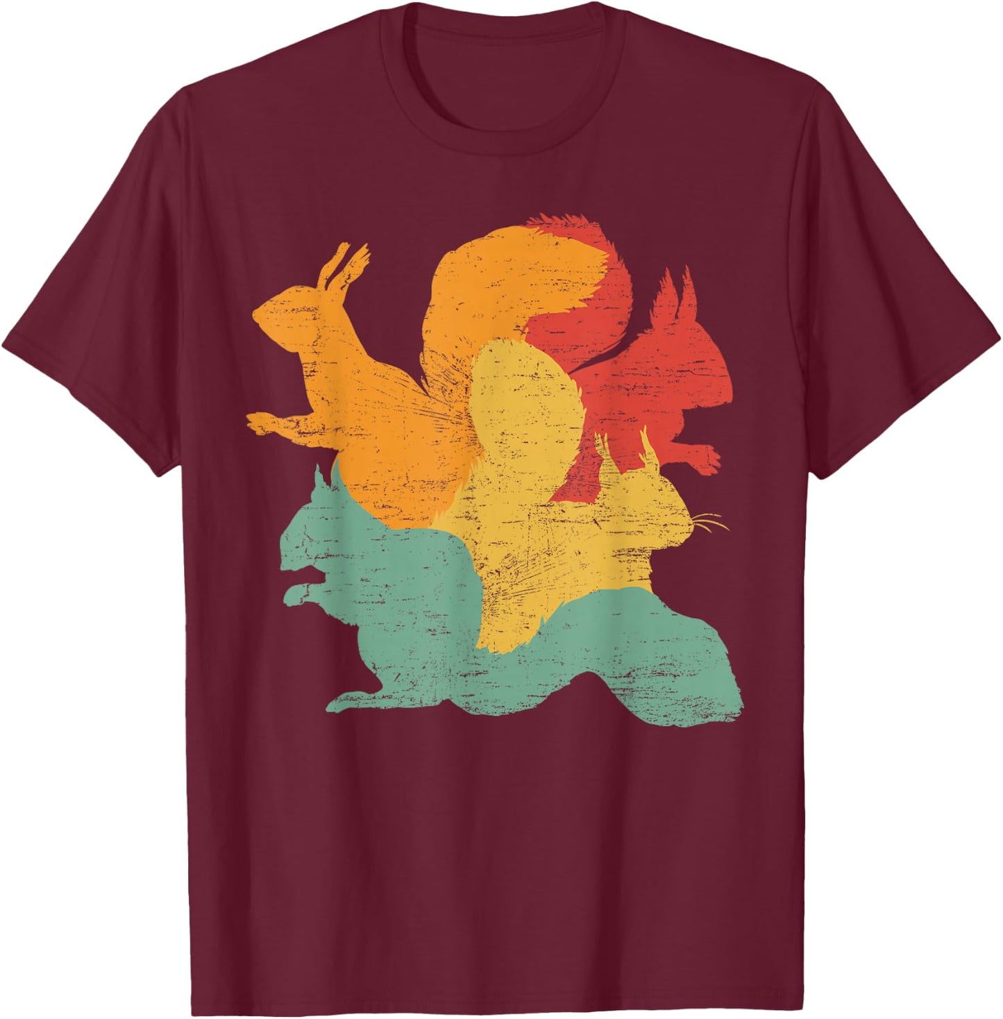 Vintage Squirrels Funny Forest Animal Rodent Lovers Outfit T-Shirt - T-Shirt | Maroon